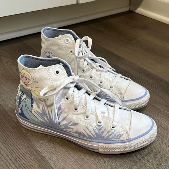 Converse Disney Frozen Elsa All Star Chuck Taylor Hi-Top Shoes Junior Size 5 - Picture 2 of 12